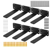 CHUIFAI 8 Soportes para Estanterías Invisibles, Metal Negro 15.5cm, Ángulo L Carga Pesada 50kg, Soporte Pared Flotante para Cocina Baño Oficina DIY