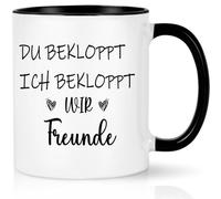CHUIN DRUCK Taza para mejor amiga con texto - Du Bekloppt Ich Bekloppt Wir Freunde - Beste Freundin Tasse Geschenk Kollegein BFF Geschenkidee Geburtstag Weihnachten Geschenk, 320ml Schwarz
