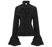 Chukamalilayi Blusa medieval vintage para mujer, blusa victoriana, parte superior renacentista, mangas acampanadas, disfraz de Halloween, Tipo: 1, XXL