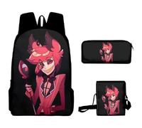 Chukamalilayi Hazbin - Juego de 3 mochilas de hotel, mochila Amime de un solo hombro, estuche para lápices, suministros de regreso a clases, mochila casual, bolsa de viaje, Tipo 15, Backpacks: