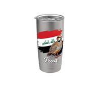 Chukar Perdiz Irak Bandera Nacional Aves Arte Vaso térmico de acero inoxidable de doble pared