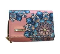 CHULA Tulum Cartera Mediana para Mujer Dalia Mándala Rosa Alma - Diseño Étnico con Mándalas en Cuero Vegano