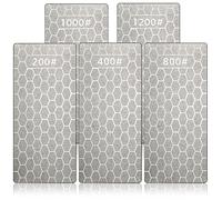 Chumia 5 Pcs Diamond Sharpening Stone Knife Sharpening Honing Stone Lapping Plate Coarse Honeycomb Surface Plate Stone for Kitchen Blade Chisel, 5.9 x 2.48 Inch,200, 400, 800,1000, 1200 Grit