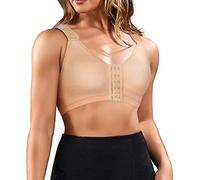 Chumian Sujetador Deportivo Post-quirúrgico, para Mujer, sin aro, Tallas Fuertes, Sujetador con Cierre Frontal Beige M