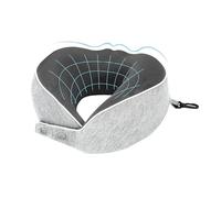 Chumix Almohada de Viaje para Cuello, Almohada Cervical para Oficina Avión Tren Coche Viajando, Plegable con MáScara 3D y Estuche, Cojin Cervical Viaje con Gancho para Facilitar el Viaje (Gris Claro)