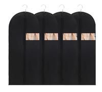 Chumix Funda Ropa Largos 120 x 60 cm, 4 Piezas Fundas Vestidos de Novia Antipolvo, Plegable Bolsa Portatrajes con Cremallera, para Vestidos de Novia, Abrigos Largos, Negro