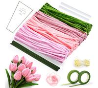 Chumix Limpiapipas Manualidades, Juego de 400 Limpia Pipas Para Manualidades con Flores Para Hacer Ramos de Tulipanes Rosas, Ideal Para Regalos de CumpleañOs, DíA de La Madre Y AccióN de Gracias