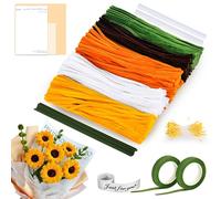 Chumix Limpiapipas Manualidades, Juego de 500 Limpia Pipas Para Manualidades con Flores Para Hacer Ramos de Tulipanes amarillo, Ideal Para Regalos de CumpleañOs, DíA de La Madre Y AccióN de Gracias