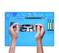 Chumix Soldadura de Silicona 35 x 25 cm, Estera para Reparar Almohadilla de Trabajo, Resistente al Calor hasta 500 °C, Tapete de Reparación Magnético para Reparación de Electrónica