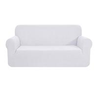 CHUN YI 1 Pieza Funda de Sofá Elástica para 4 Plaza, Protector Antideslizante Ajustable, Funda para Sofá de Tejido Jacquard de Poliéster y Spandex (4 Plaza, Blanco)