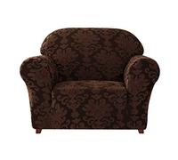 CHUN YI Funda de sofá Jacquard Floral elástica de 1 Plaza para Sala de Estar, Protector de Muebles de Tela de Licra Duradera (Silla, Chocolate)