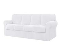 CHUN YI Funda elástica de 9 Piezas para sofá de 4 plazas con Cuatro Cojines y respaldos Separados, Elegante Funda de sofá de Tela Jacquard y Elastano para Sala de Estar (4 plazas, Color Blanco)
