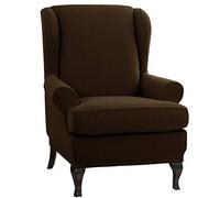 CHUN YI Funda para sillón de Jacquard Rhombus Elegante, elástica, reclinable, con Respaldo Alado, Color Chocolate