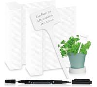 Chuner 90 placas de plástico para plantas, placas blancas con 2 rotuladores, tapones para plantas para etiquetar, resistentes a la intemperie, etiquetas para plantas, accesorios de jardín, para