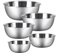 Chuner Juego de 5 cuencos para mezclar de acero inoxidable en 5 tamaños (0,7 L, 1,2 L, 1,8 L, 2,5 L, 3,5 L, aptos para lavavajillas, ensaladeras, aperitivos y cuencos)