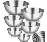 Chuner Juego de 6 cuencos de acero inoxidable, 6 tamaños de cuencos de 0,7 l - 4,5 l, aptos para lavavajillas, ensaladeras, aperitivos y cuencos