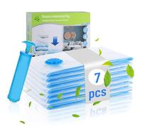 Chuner - Juego de 7 bolsas de vacío para edredones, extragrandes, 100 x 80 cm, ahorro del 80% de espacio, para ropa, funda grande, reutilizables, incluye bomba manual