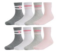 CHUNG Calcetines deportivos básicos de algodón para niños pequeños y niñas, con rayas retro, 8 pares, uniforme escolar de otoño, casual, deportes, correr, 8 pares de corazones a rayas, 5-7 años