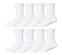 CHUNG Calcetines deportivos básicos de algodón para niños pequeños y niñas, con rayas retro, 8 pares, uniforme escolar de otoño, casual, deportes, correr, 8 pares blancos, 3-5 años