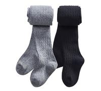 Chung Medias de algodón para niñas pequeñas con pies gruesos de invierno de cable de punto para medias medias