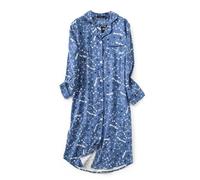 CHUNG Pijama de Noche para Mujer de Algodón Cepillado de Franela Camisón Largo Ropa de Noche Cálida y Gruesa para Invierno, Cielo estrellado, L