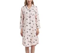CHUNG Pijama de Noche para Mujer de Algodón Cepillado y Franela Camisón Largo Ropa de Noche Cálida y Gruesa para Invierno, Lunares., L