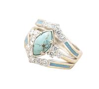 ChungLong0593 Anillo turquesa para mujer, anillo de compromiso vintage bohemio occidental turquesa con circonita cúbica, anillo de banda ancha para uso diario y regalo, Acrílico, Sin piedra preciosa