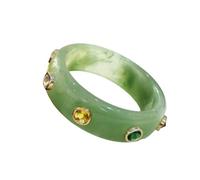 ChungLong0593 Brazalete grueso de acetato con vetas de mármol y piedras preciosas de colores, pulsera de resina para mujer, One Size, Madera, Sin piedra preciosa