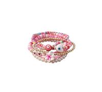 ChungLong0593 Pulsera apilable con cuentas de flor de plumeria bohemia, pulsera de cuentas de perlas y semillas de múltiples capas tropicales para mujer, regalo de joyería hawaiana para vacaciones en