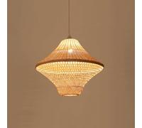 CHUNGYANG Lámpara Colgante Creativa Estilo Casa De Té, Araña De Bambú De Estilo Chino Con Línea De Suspensión Ajustable, Pantalla De Mimbre De Bambú Natural, Luminaria Para Comedor, Sala De Estar