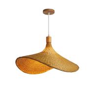 CHUNGYANG Lámpara Colgante De Arte Japonés De Ratán Accesorio De Iluminación De Sombrero De Paja Creativo Con Cordón Ajustable Luces Colgantes De Tejido De Bambú Lámpara De Mimbre De Bambú Con Base E2