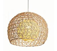 CHUNGYANG Lámpara Colgante De Cúpula De Ratán De 1 Luz, Lámpara De Araña Con Pantalla De Ratán Tejida A Mano, Lámpara Colgante De Bar Para Restaurante Costero, Para Cocina Estilo Rústico, Sala De Esta