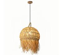 CHUNGYANG Lámpara Colgante De Mesa De Comedor De Estilo Rústico, Lámpara Colgante Retro Para Bar O Restaurante, Lámpara De Araña Con Pantalla De Paja, Lámpara De Techo De Ratán Creativa Estilo Rústico