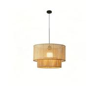 CHUNGYANG Lámpara Colgante De Ratán De Bambú Estilo Bohemio Con Casquillo E27, Tejida A Mano, Ideal Para Dormitorio Y Sala De Estar. Lámpara Colgante De Estilo Wabi-sabi Con Pantalla De Materiales