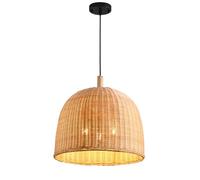 CHUNGYANG Lámpara Colgante De Ratán Tejido Estilo Pastoral, Lámpara De Araña De Ratán Natural Con Cable De Suspensión Ajustable, Pantalla Tejida A Mano De Estilo Retro, Ideal Para Isla De Cocina
