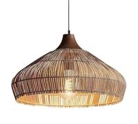 CHUNGYANG Lámpara Colgante E27 con Pantalla De Ratán Tejida A Mano, Luminaria Decorativa Bohemia con Cable De Suspensión Ajustable, Lámpara Colgante Natural para Sala De Estar, Lámpara De Artesanía