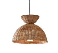 CHUNGYANG - Lámpara colgante estilo Wabi-Sabi con cable de suspensión ajustable, lámpara retro para dormitorio, suspensión de ratán trenzado para dormitorio o sala de estar, pantalla tejida a mano