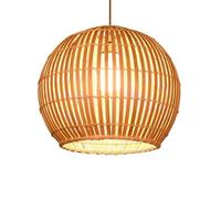 CHUNGYANG Lámpara Colgante Redonda Esférica De Mimbre Tejido A Mano Con Base E27, Estilo Bohemio, Ideal Para Entrada, Isla De Cocina, Pantalla De Bambú Natural, Comedor Y Sala De Estar.
