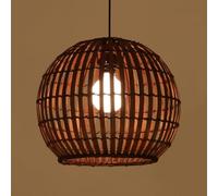 CHUNGYANG Lámpara Colgante Redonda Esférica De Mimbre Tejido A Mano Con Base E27, Estilo Bohemio, Ideal Para Entrada, Isla De Cocina, Pantalla De Bambú Natural, Comedor Y Sala De Estar.