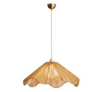 CHUNGYANG Lámpara De Araña Estilo Bohemio Con Cuerda De Cáñamo, Pantalla Ondulada Y Curvada, Colgante Con Cable Ajustable, Materiales Naturales, Lámpara Decorativa Individual Para Interiores