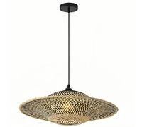 CHUNGYANG Lámparas Colgantes De Bambú Tejido, Lámpara De Araña Artística De Bambú Con Base De Rosca E27, Lámpara Colgante Decorativa Para Comedor, Sala De Té, Iluminación De Techo Estilo Americano