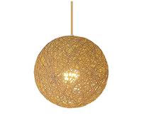 CHUNGYANG Luz Colgante De Ratán Moderna Pantalla De Mimbre De Bambú Simple Lámpara Colgante De Bola De Cáñamo Lámpara De Personalidad Creativa E26 Bola De Colores Cuerda De Cáñamo Luces Colgante