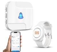 ChunHee Alarmas personales para mayores, reloj despertador vinculado al teléfono, sin límite de distancia, solo Wi-Fi 2.4 GHz con 1 receptor