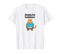Chunky Cat Confidence Cute Fat Belly - Cita Divertida Camiseta gráfica económica, Hombre, Blanco, L
