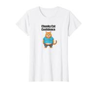 Chunky Cat Confidence Cute Fat Belly - Cita Divertida Camiseta gráfica económica, Mujer, Blanco, XL