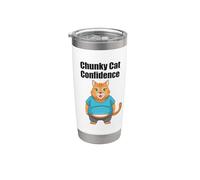 Chunky Cat Confidence Cute Fat Belly - Cita divertida Vaso térmico de acero inoxidable de doble pared