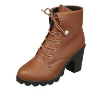 Chunky for Women Lace Up Gothic Ankle Booties Block Buckle Punk Shoes Punk Zipper Botas de tacón Alto