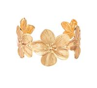 Chunky Gold Cuff Pulseras para mujer Vintage Gold Flower Butterfly Pulsera Moda Boho Wide Open Cuff Bangles Gold Statement Pulsera Plata Negro Anillos, talla única, Hierro, No es una piedra preciosa