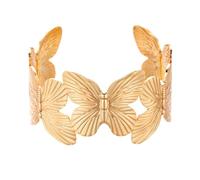 Chunky Gold Cuff Pulseras para mujer Vintage Gold Flower Butterfly Pulsera Moda Boho Wide Open Cuff Bangles Gold Statement Pulsera Plata Negro Anillos, talla única, Hierro, No es una piedra preciosa