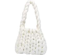Chunky Yarn Comfortable Small Tote Bag Knitted Hand Bags Casual Lightweight Hand Knitting for Handmade Cushion Crocheting Home Decor, White